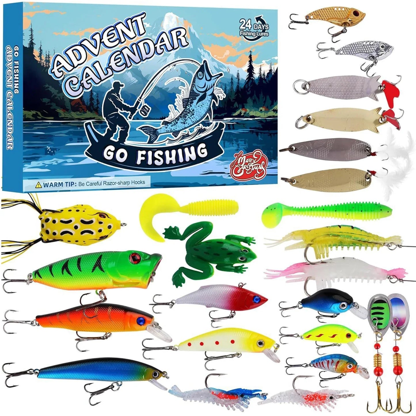 Alloet Advent Calendar Fishing Tackle 24 Day Lures Kit