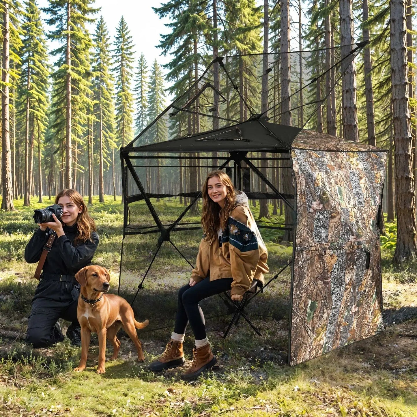360 Degree Hunting Blind For Three Person With Open Door