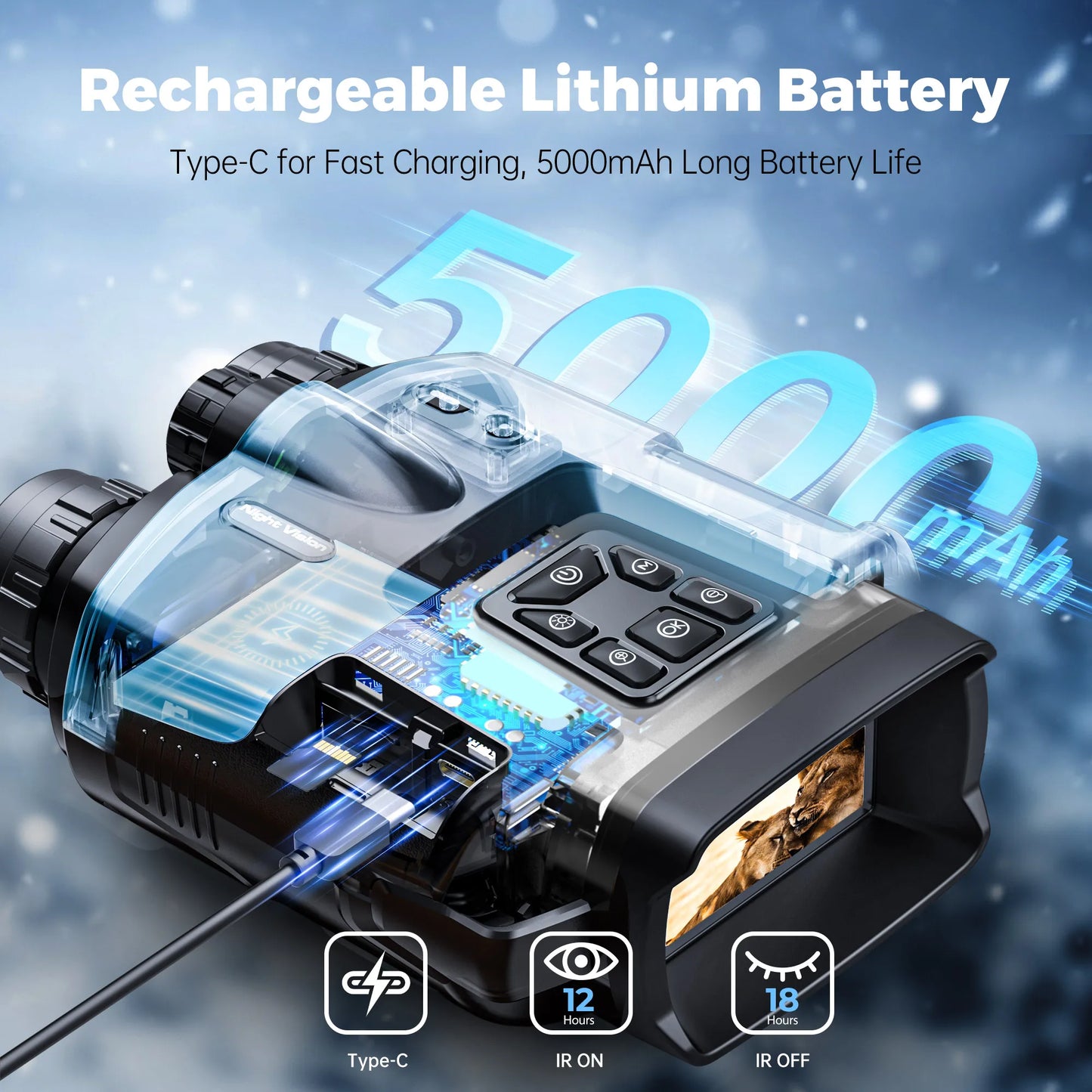 4K Night Vision Binoculars With 8X Digital Zoom Goggles