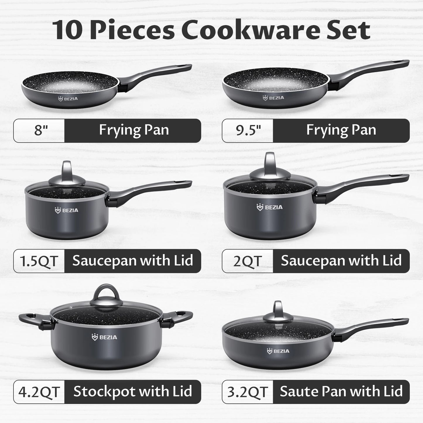 Bezia Induction Cookware Set Nonstick Pots And Pans