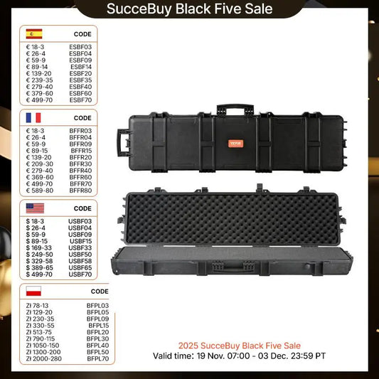 VEVOR Rifle Hard Case Portable Protective Case With Casters IP67