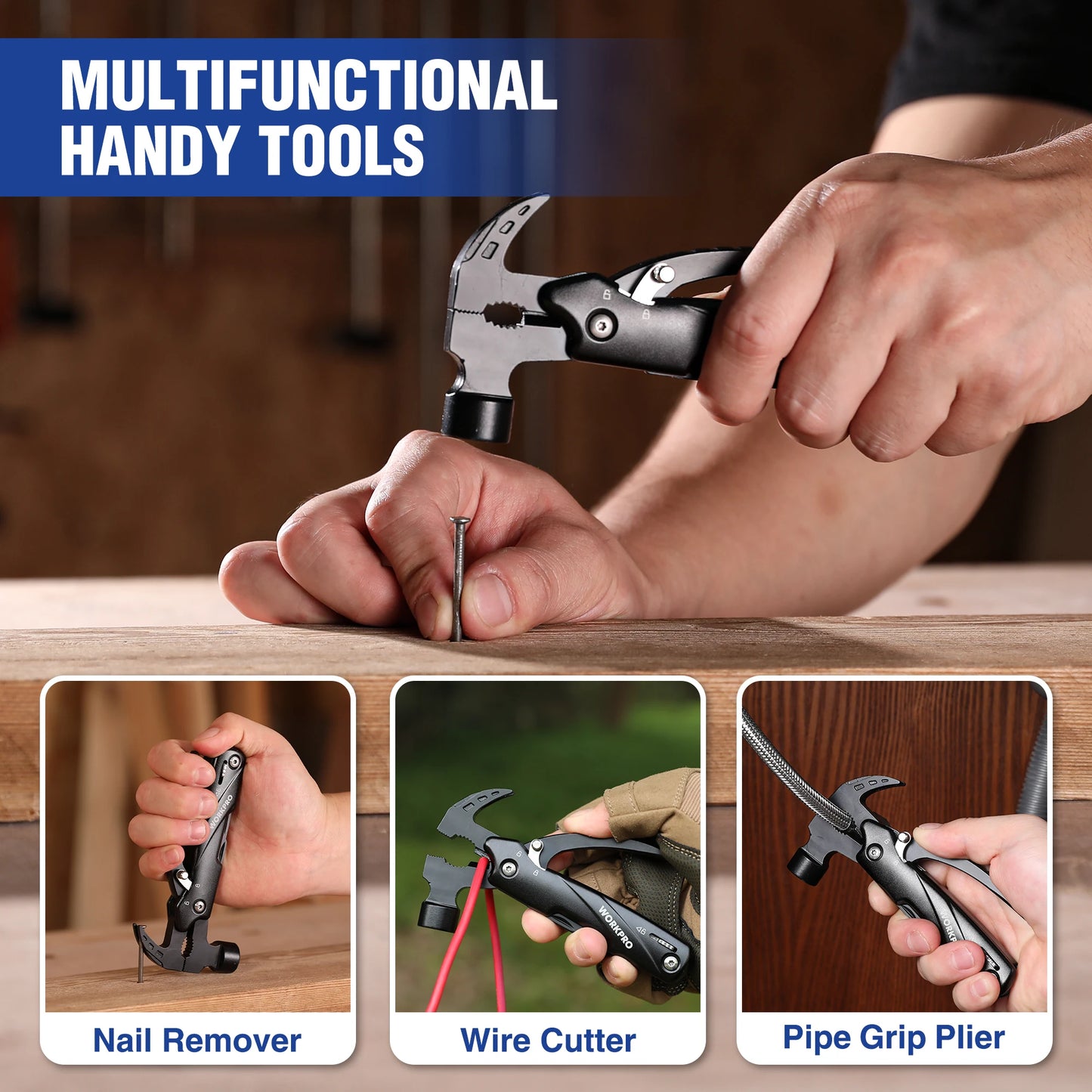 WORKPRO 12 In 1 Hammer Multitool Claw Hammer Outdoors