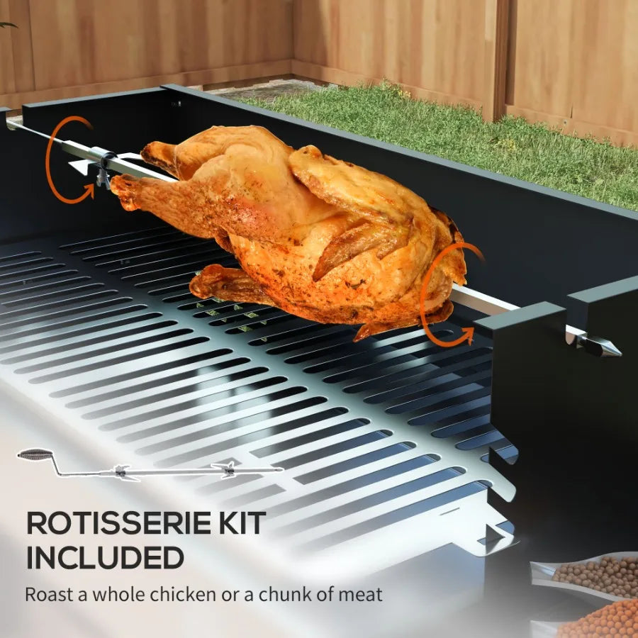Hign-concerned BBQ Rotisserie Charcoal Grill With 3 Level Shelves