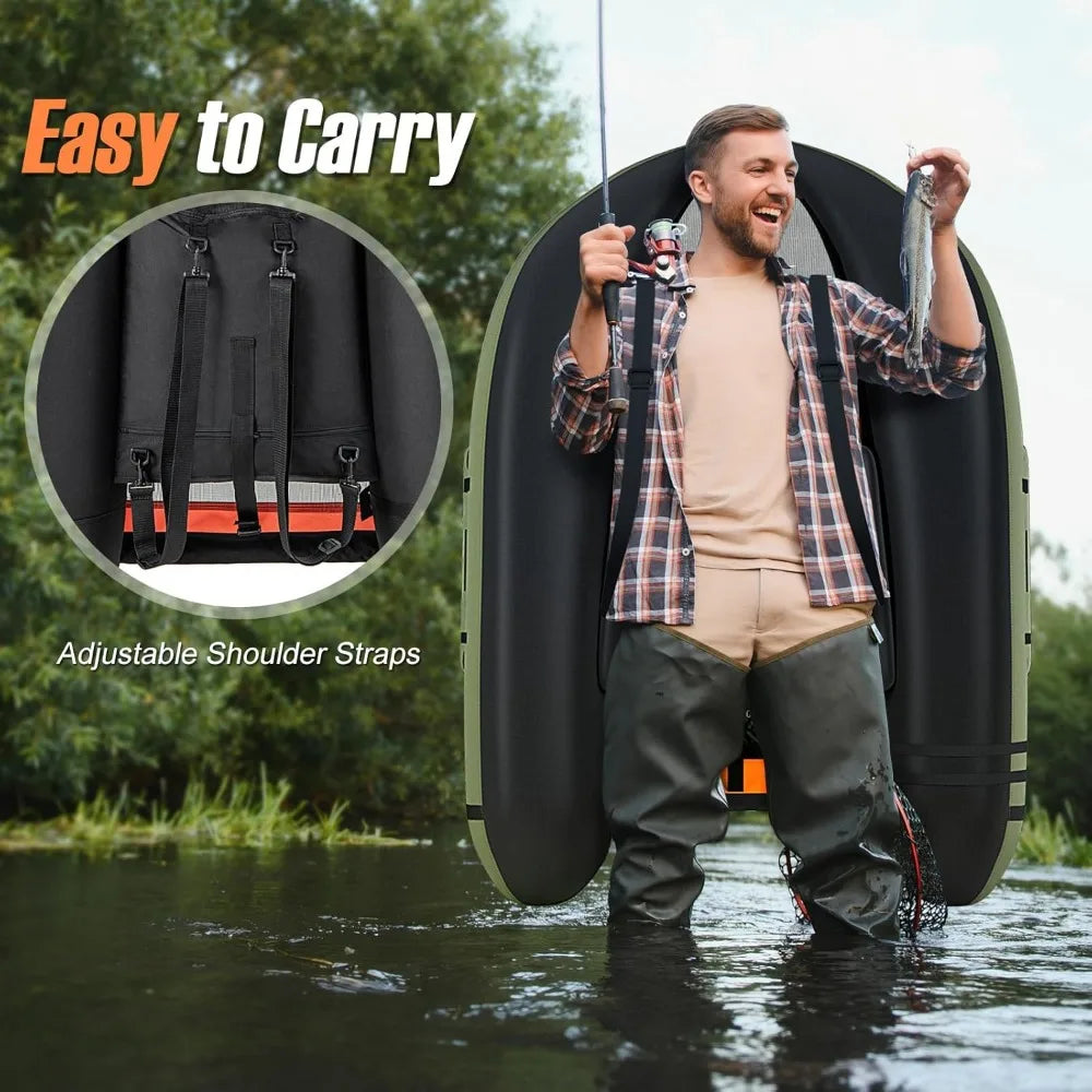 YTYIN Fishing Float Tube Inflatable Belly Boat For Adults Pump