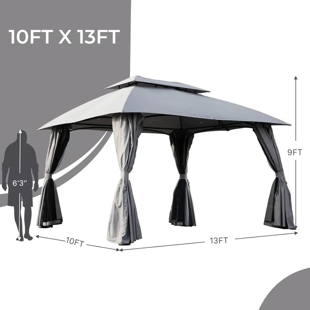 Cover Gazebo Double Soft Top Canopy With Privacy Netting