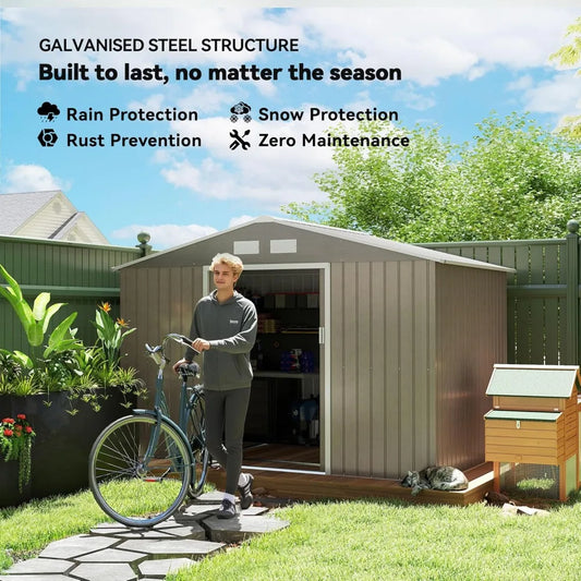 Alloy Steel Garden Shed With Foundation Kit And Dual Doors