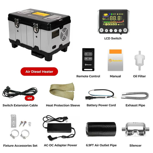 Sunster TB10 8KW Diesel Parking Heater 12V 24V 110-240V Bluetooth