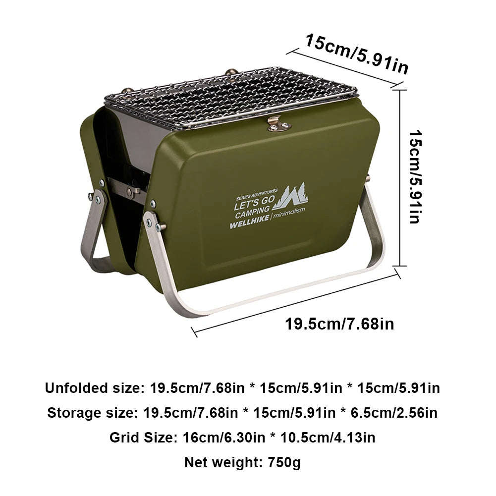 Portable Camping Stove With Handle Stainless Steel Outdoor Grill