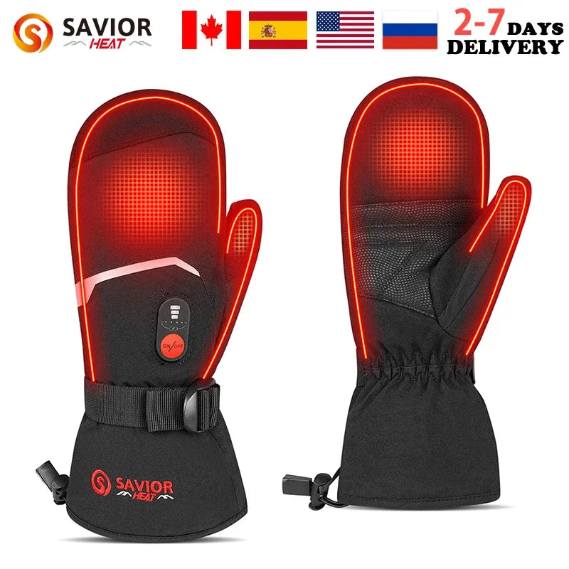 Savior Heat Heated Mittens Rechargeable Ski Gloves For Men Women
