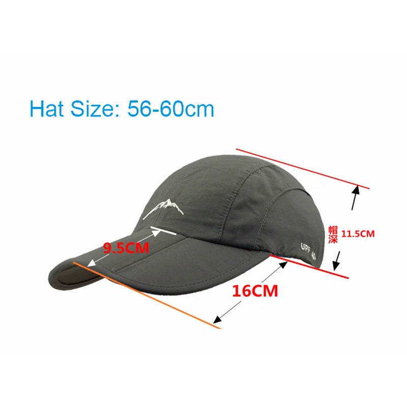Unisex Quick Drying Outdoor Baseball Cap Foldable Waterproof Sun Protection