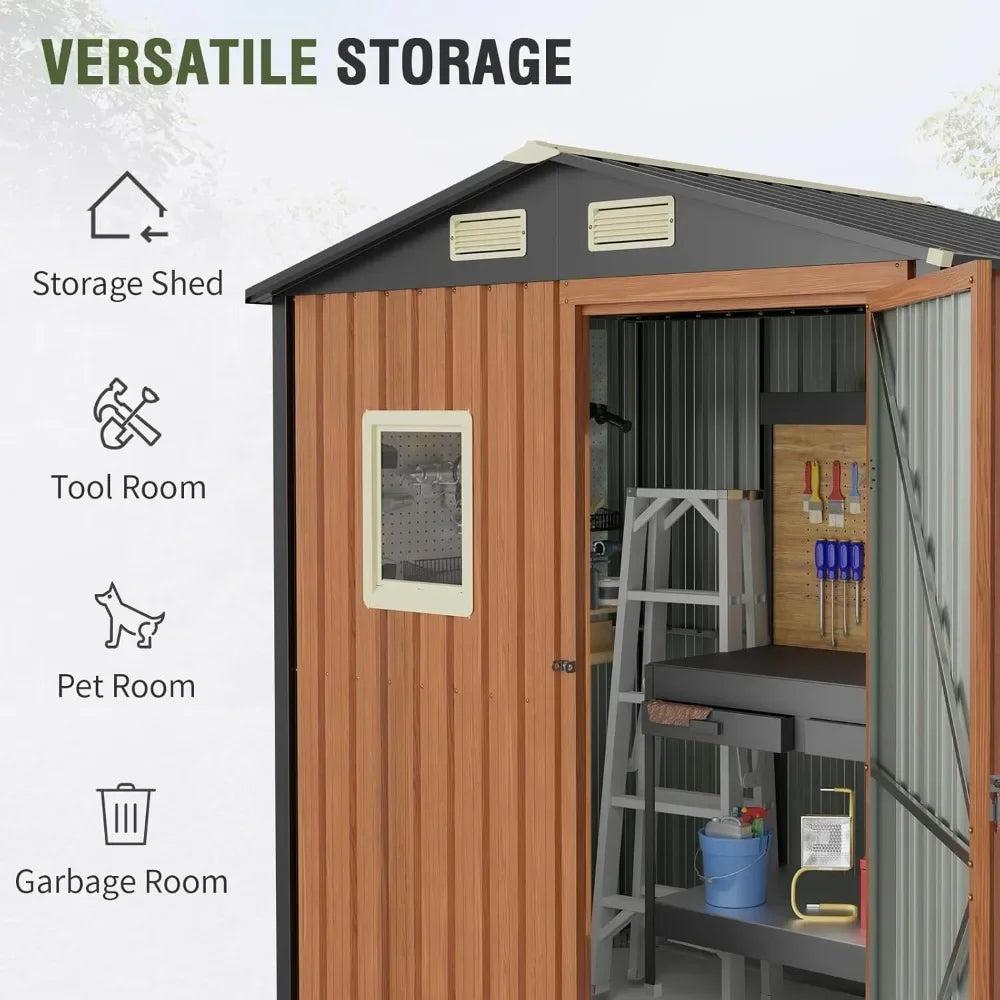 Feature Lockable Metal Garden Shed With Window For Outdoor Storage
