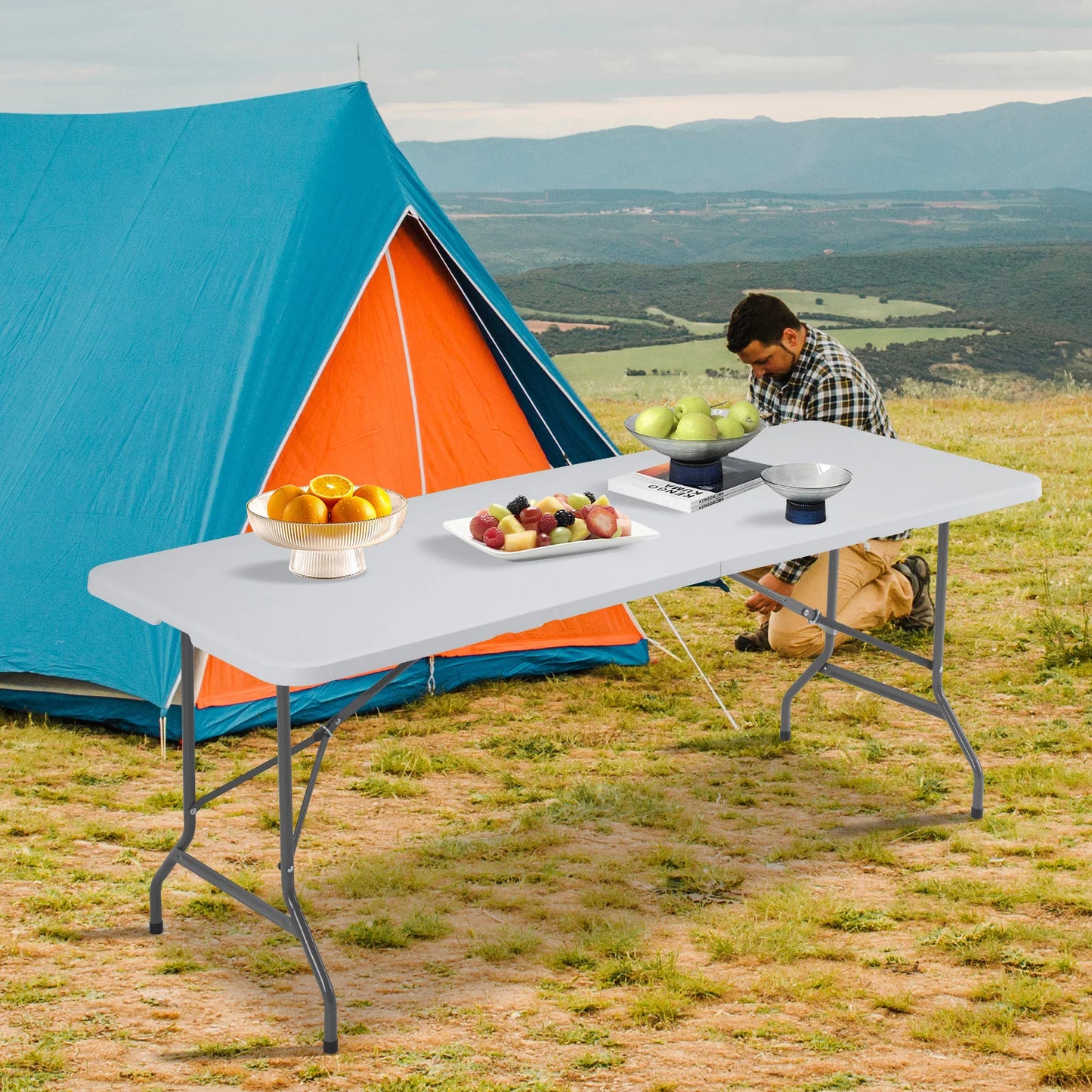 JHK Heavy Duty Folding Outdoor Table With Carrying Handle