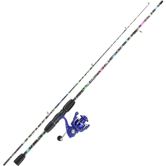 Graphite And Fiberglass Fishing Rod Combo With AntiReverse Spinning Reel