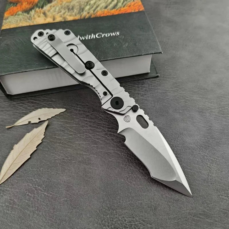 DIY Supplies Folding Knife With D2 Blade And Titanium Handle