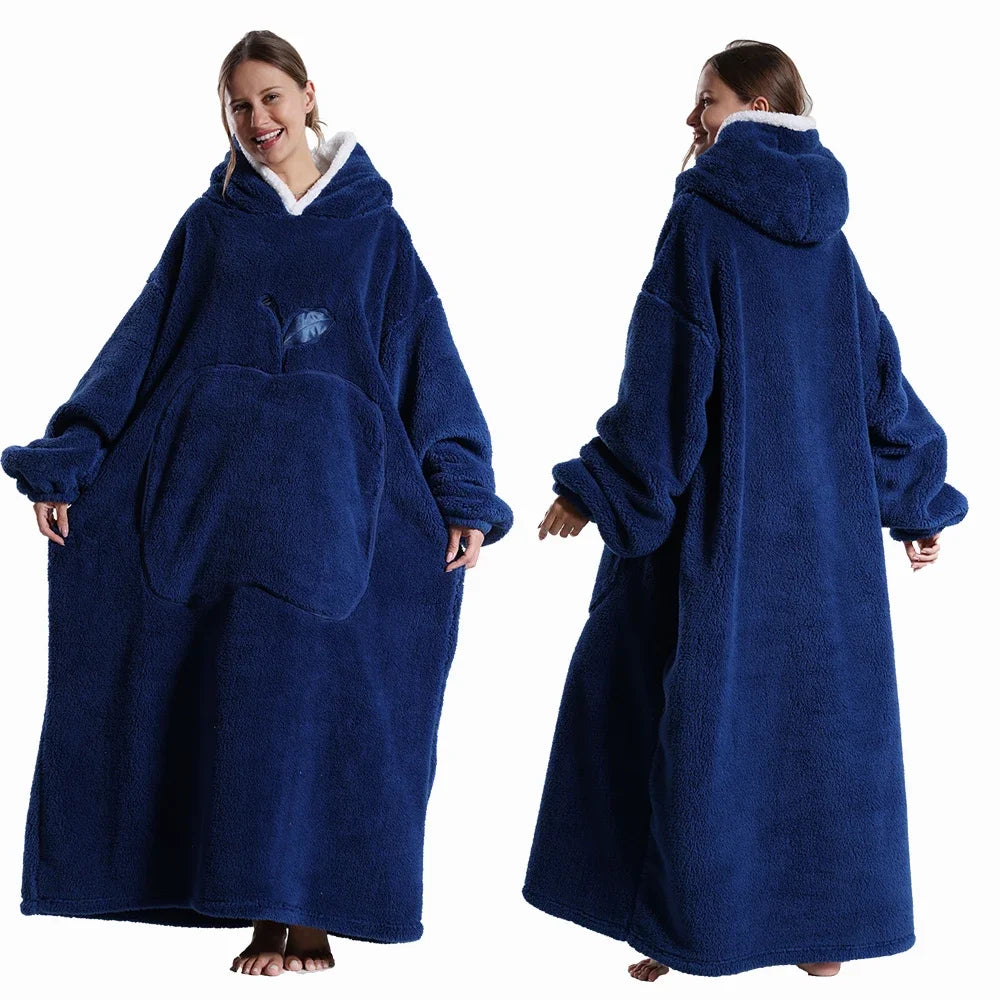 Zhejiang Wearable Hooded Blanket With Sleeves Polar Fleece For Adults