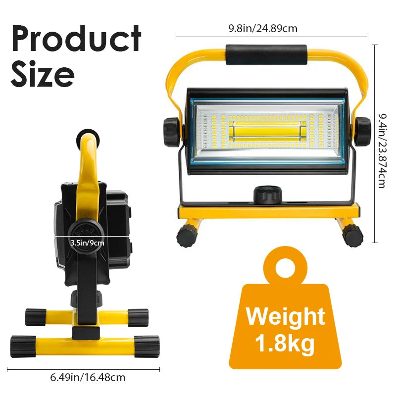 Brightness 100W COB Rechargeable LED Work Light Flood Lamp Waterproof