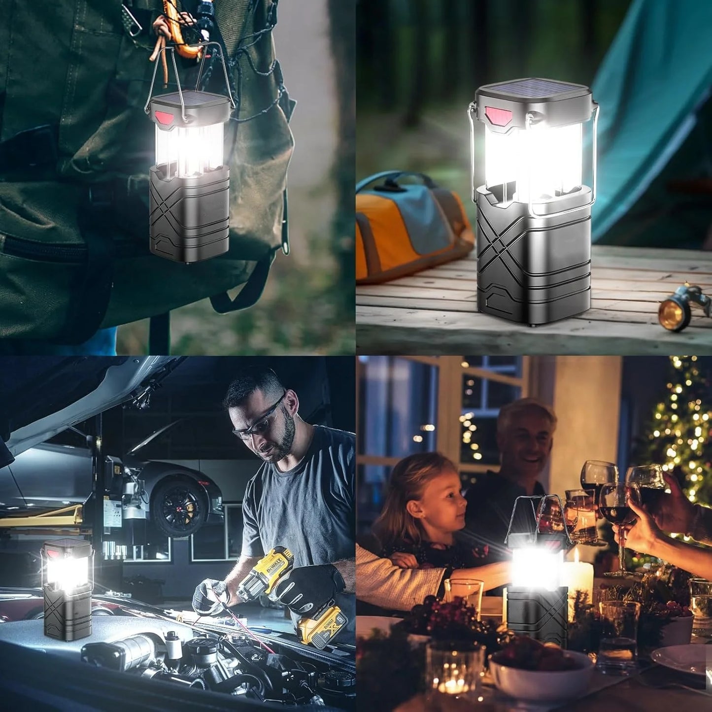 KPSTEK 4 Pack Rechargeable Solar LED Camping Lights With USB