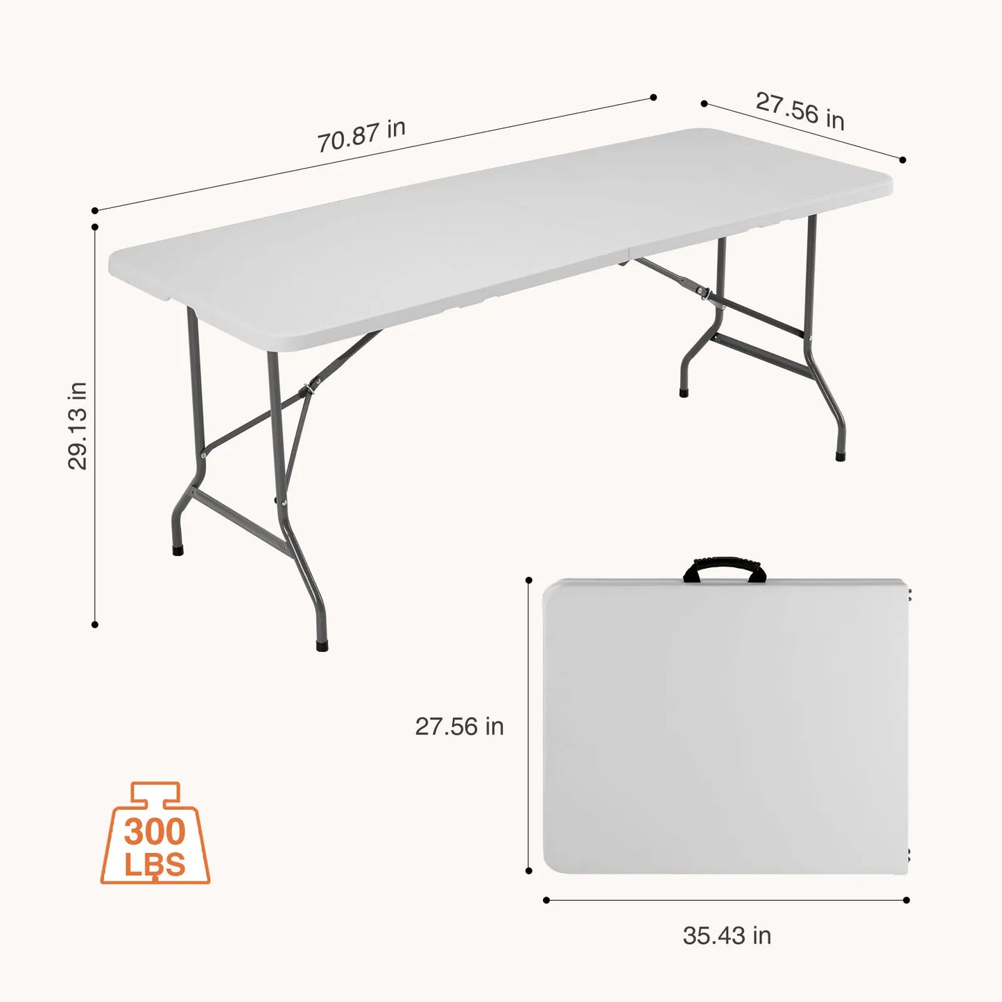 JHK Heavy Duty Folding Outdoor Table With Carrying Handle