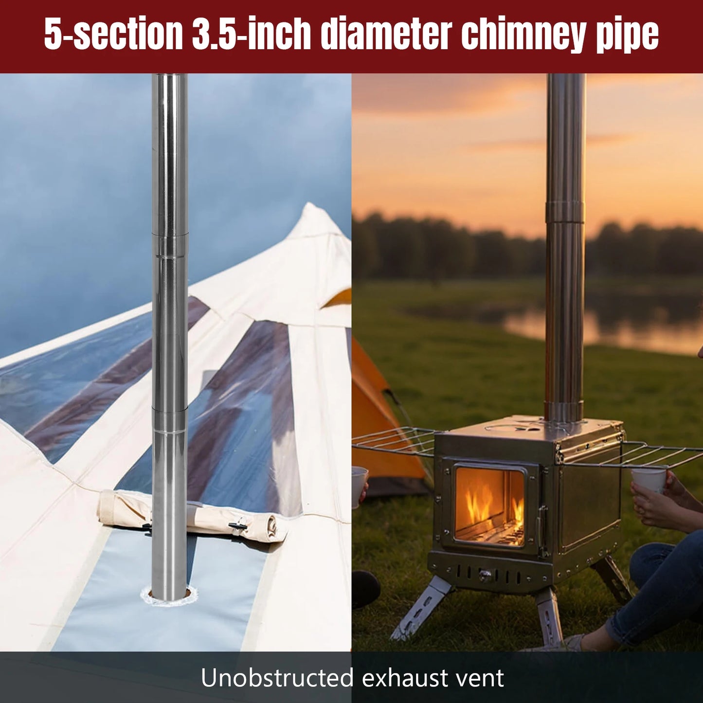 Shunmaii Stainless Steel Smokeless Wood Stove With Glass Window Camping