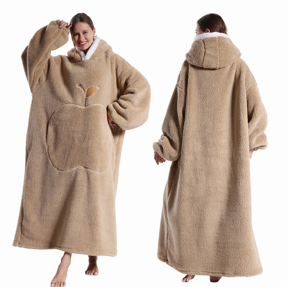 Zhejiang Wearable Hooded Blanket With Sleeves Polar Fleece For Adults