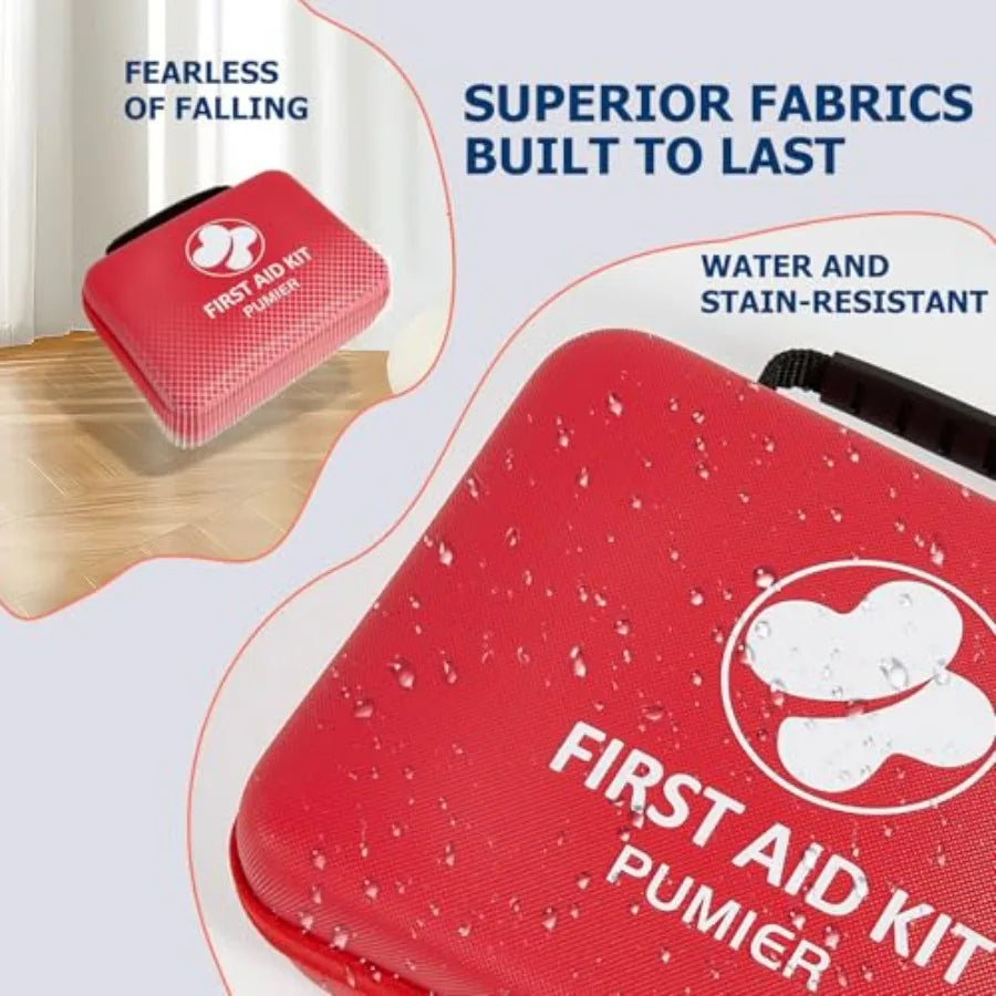 First Aid Kit 368 Pcs Waterproof Compact Portable Hard Case