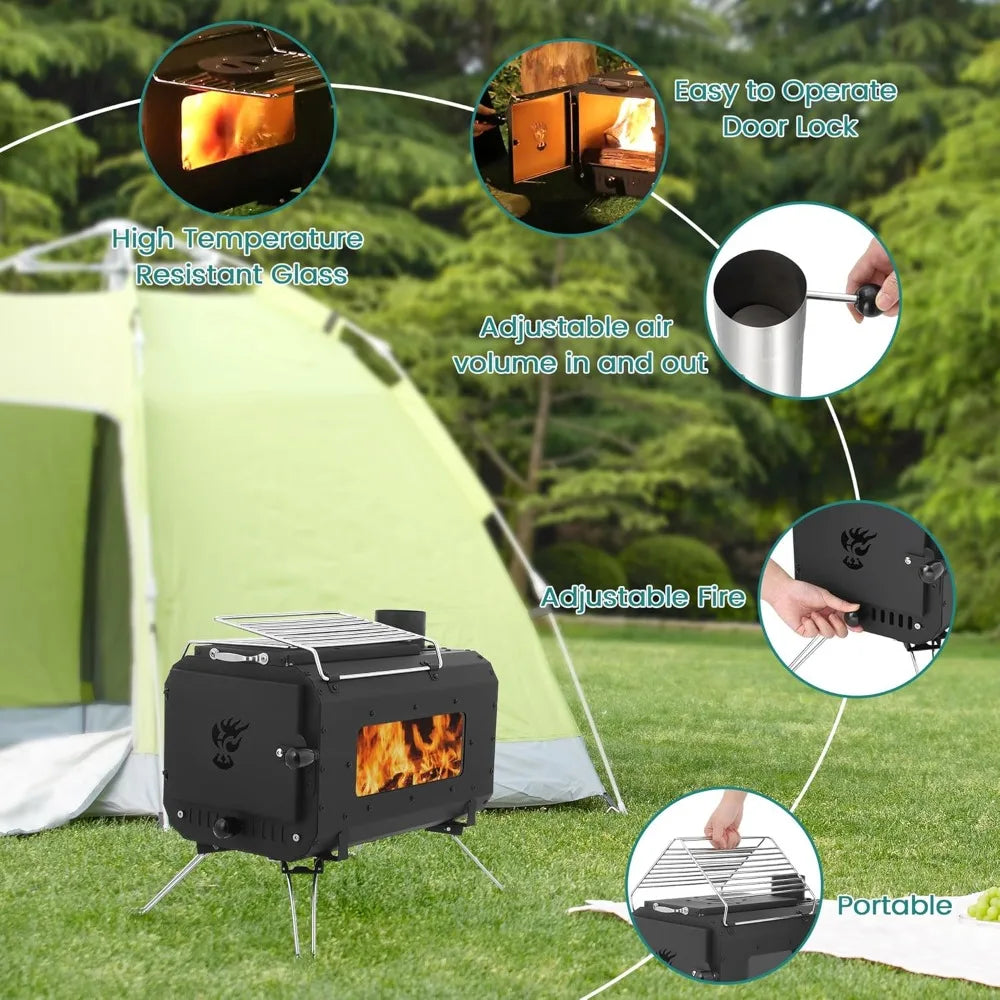XMSJ Portable Wood Burning Stove for Camping Tent Heating