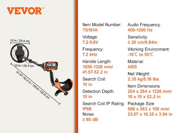 VEVOR Metal Detector for Adults and Kids with LCD Display