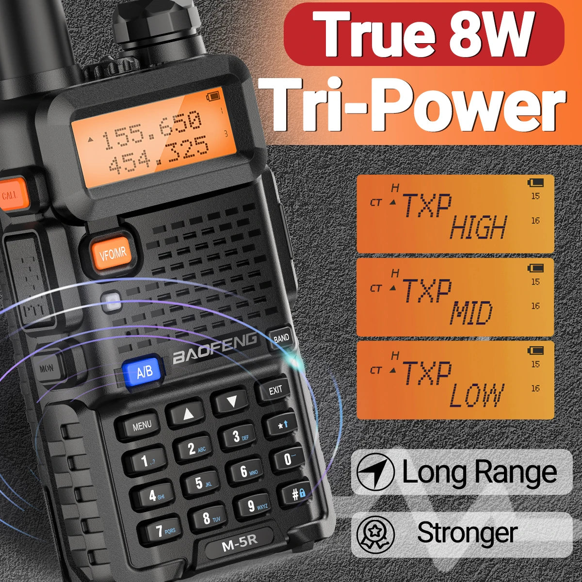 Baofeng M-5R 8W Multi Band Walkie Talkie AM Long Range