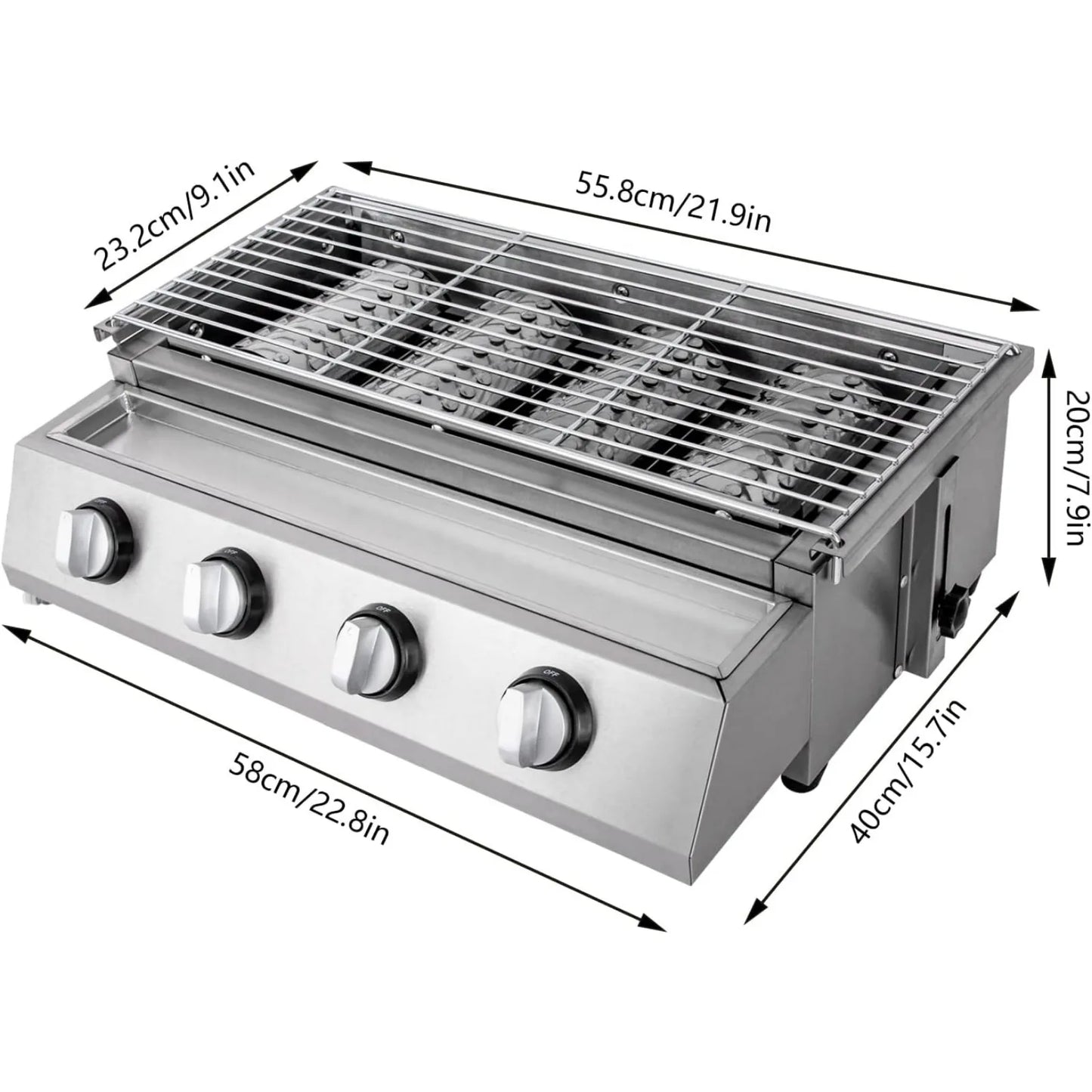 Grid Professional 4 Burner Smokeless Stainless Steel Portable Tabletop Grill