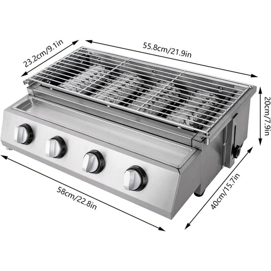 Grid Professional 4 Burner Smokeless Stainless Steel Portable Tabletop Grill