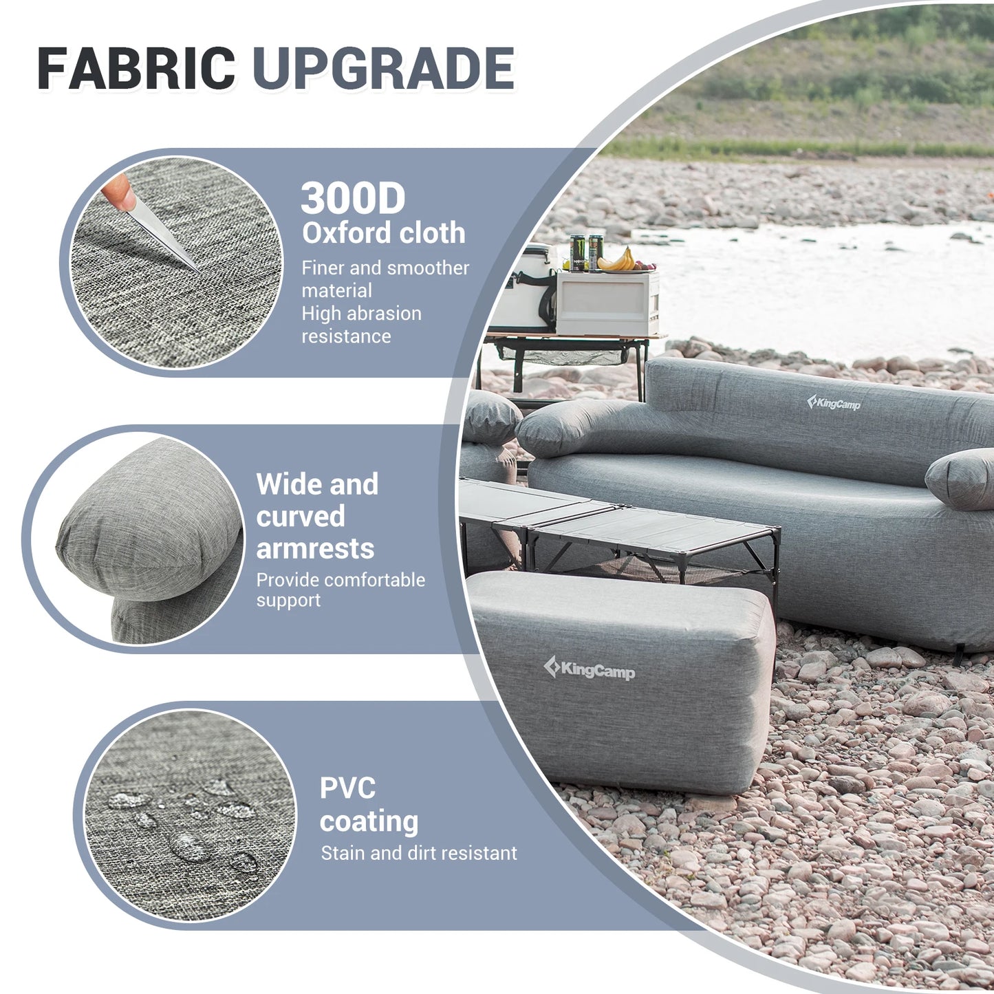 KingCamp Portable Double Air Couch Inflatable Lounger for Outdoors