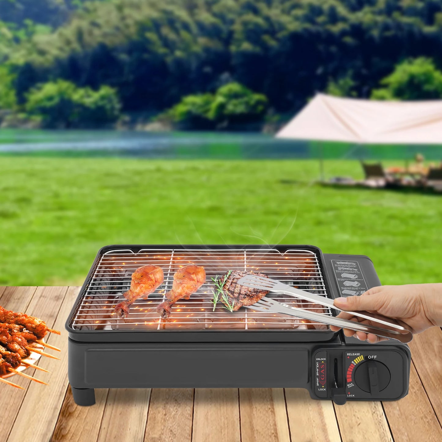 Portable Gas Barbecue Stove For Camping With Carrying Case