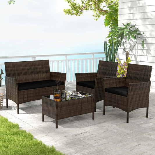HOMASIS Patio Furniture Set With Washable Cushions And Tempered Glass
