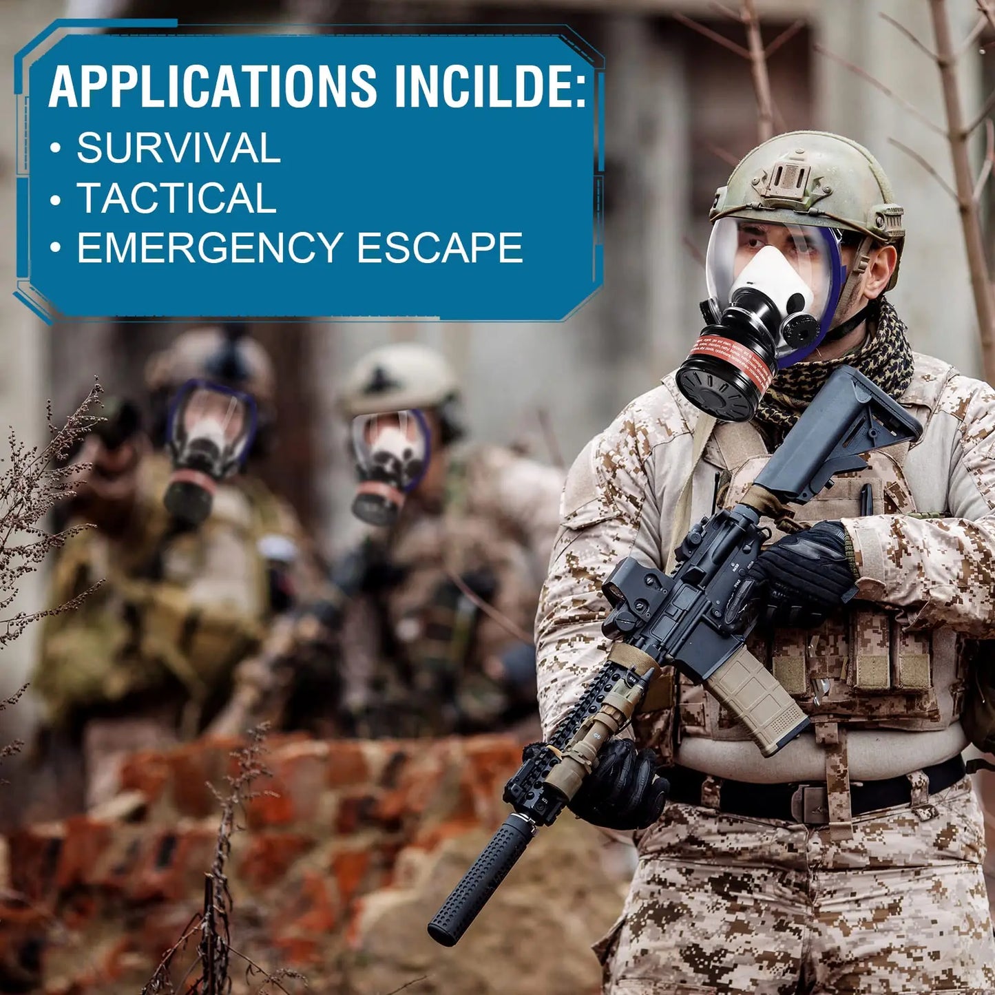 Full Face Respirator Gas Mask With Activated Carbon Filter