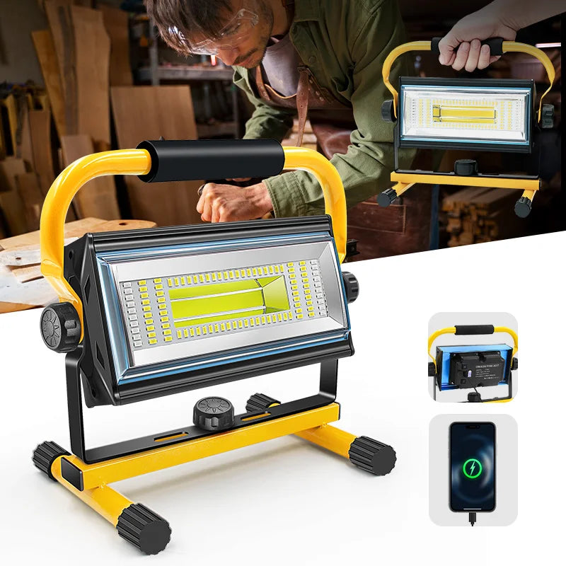 Brightness 100W COB Rechargeable LED Work Light Flood Lamp Waterproof