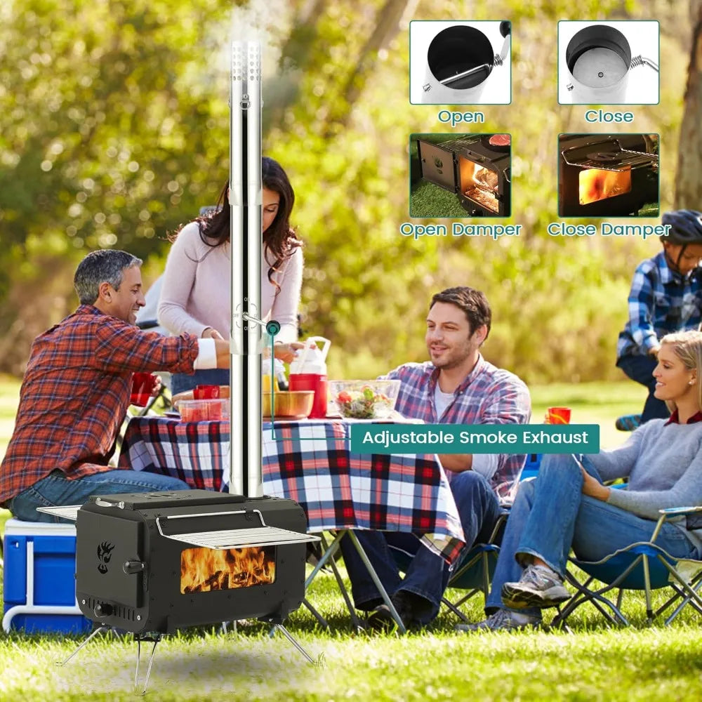 XMSJ Portable Wood Burning Stove for Camping Tent Heating