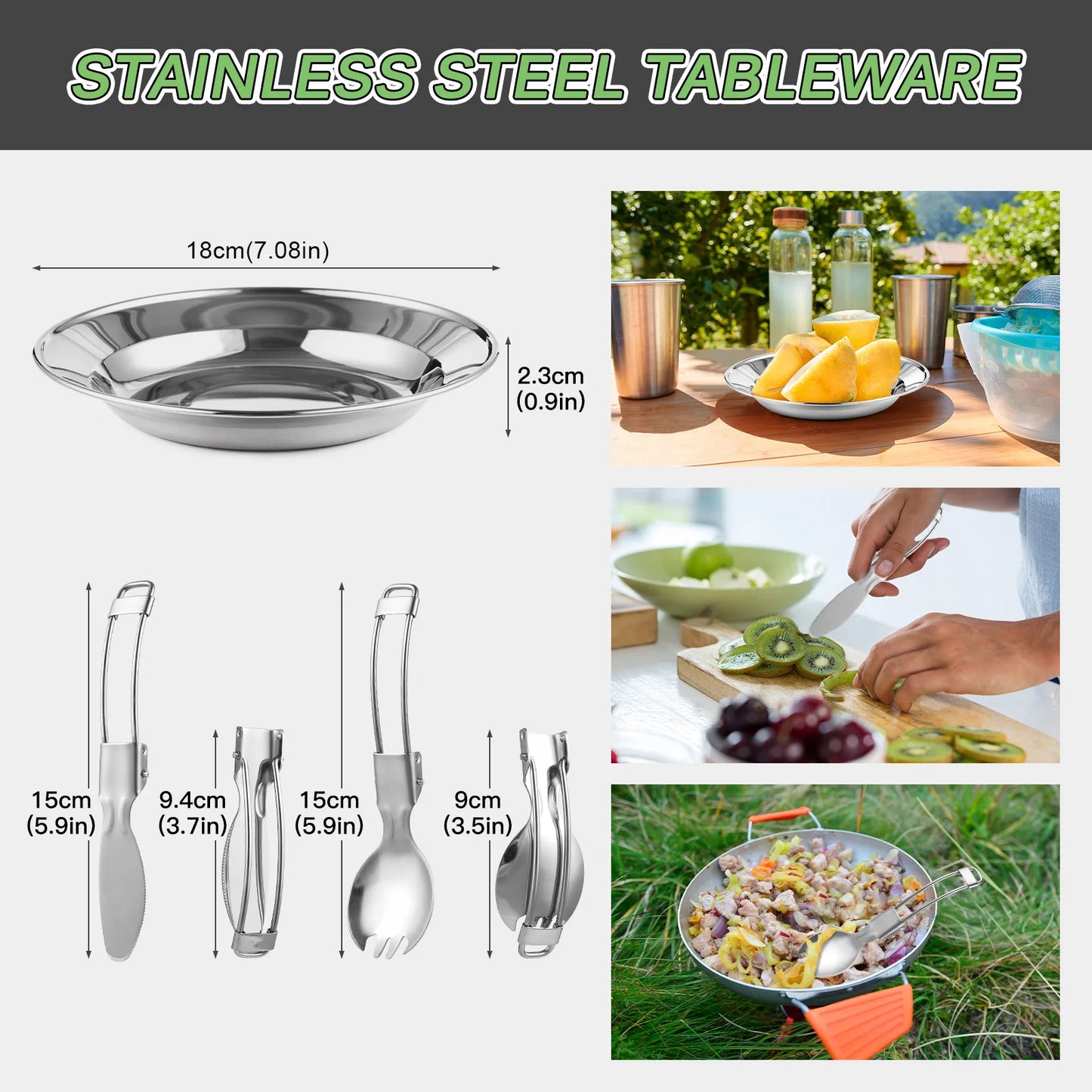 Can Hold Camping Mess Kit Pot Set Outdoors Aluminum Cookware