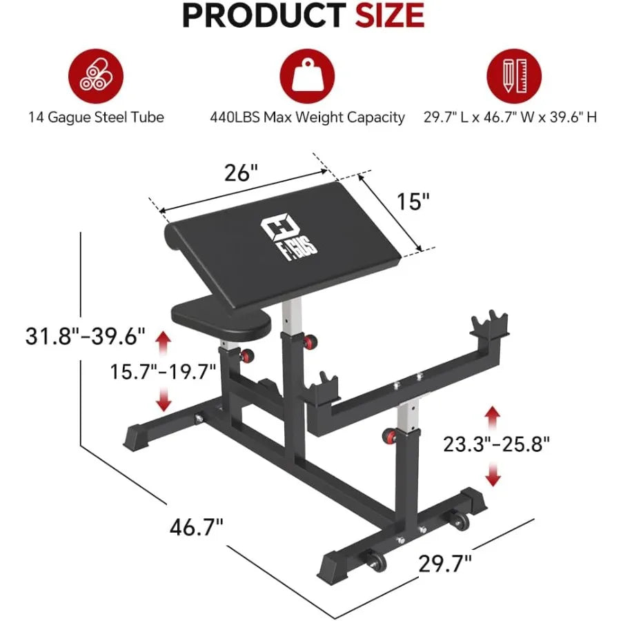XMSJ Adjustable Preacher Curl Bench For Home Gym Strength Training