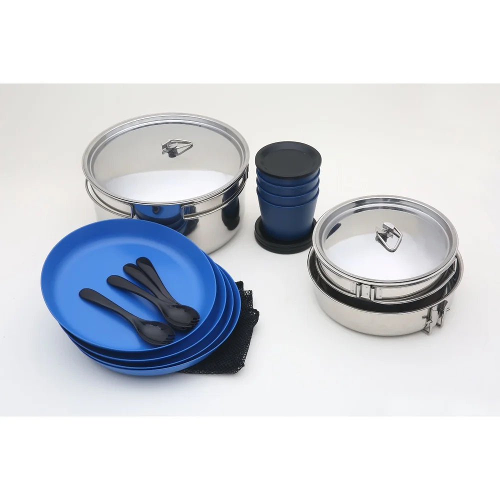 XMSJ 22-Piece Camping Cookware Set Non-Stick Pots With Mesh Bag