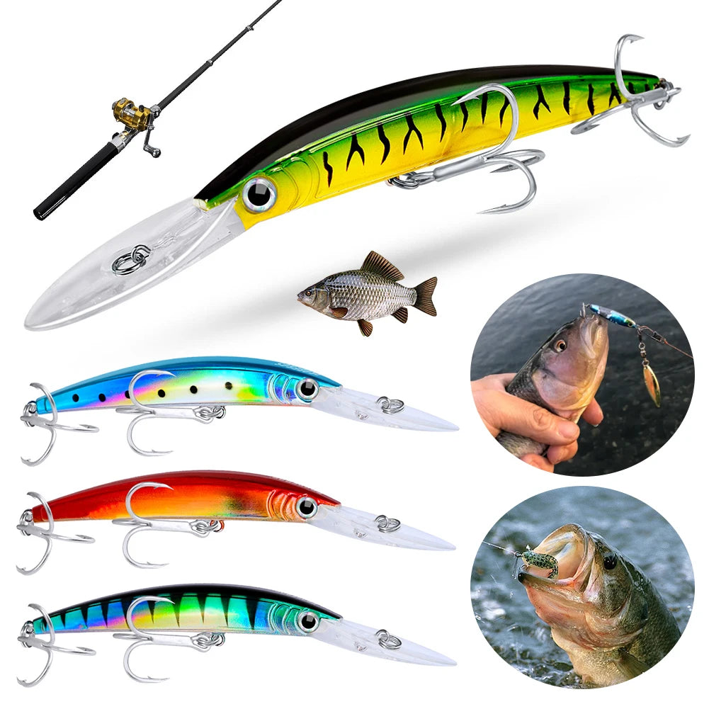 17cm 27g Minnow Plastic Hard Baits with Hooks Fishing Bait Artificial Bait Fishing Accessory