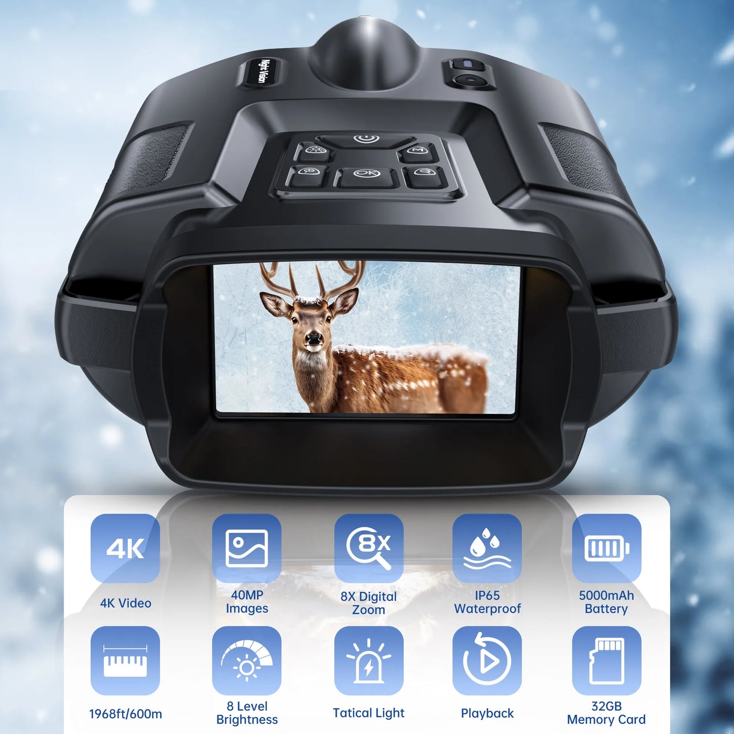 4K Night Vision Binoculars With Infrared Light And 8X Zoom