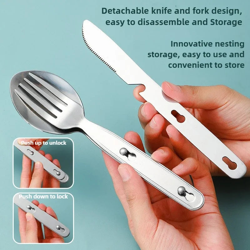 Stainless Steel Folding Camping Cutlery Set for Travel