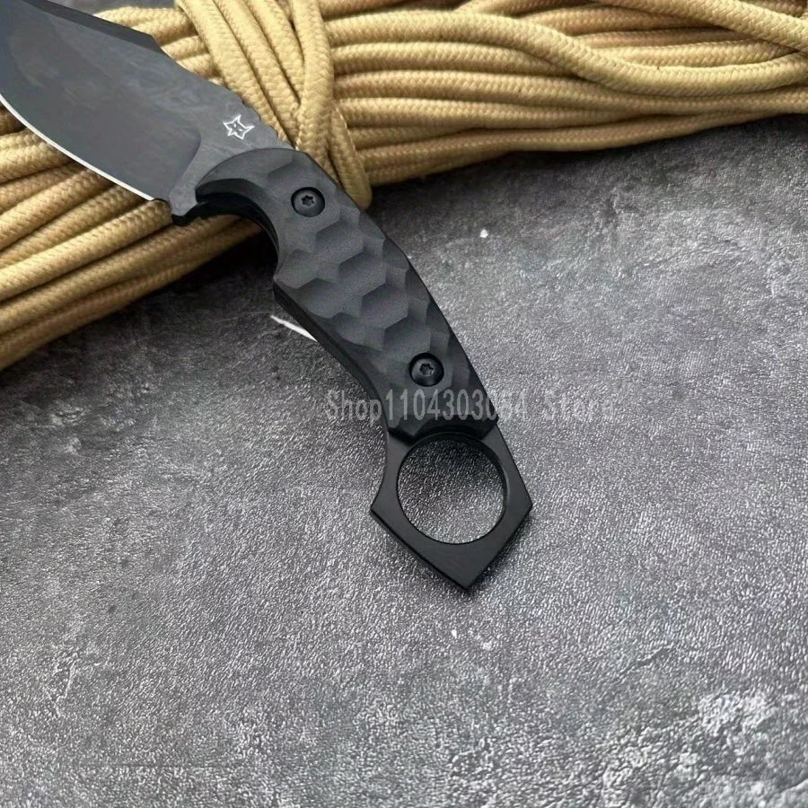 DIY Supplies Outdoor Hunting Knife With Sheath Finger Ring