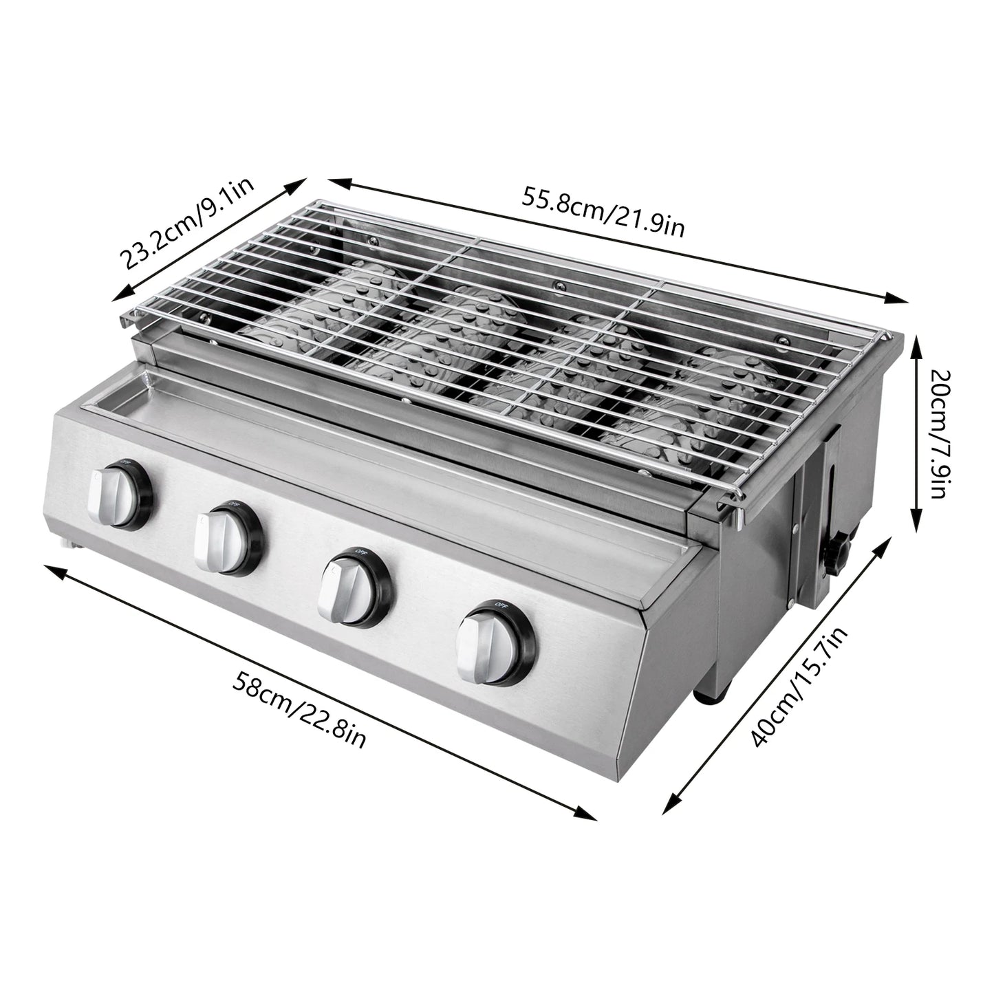 Grid Professional 4 Burner Smokeless Stainless Steel Portable Tabletop Grill