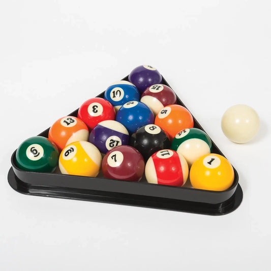 Billiard Pool Set With Cue Ball And Triangle Rack Classic