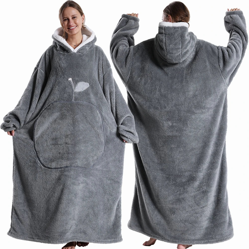 Zhejiang Wearable Hooded Blanket With Sleeves Polar Fleece For Adults