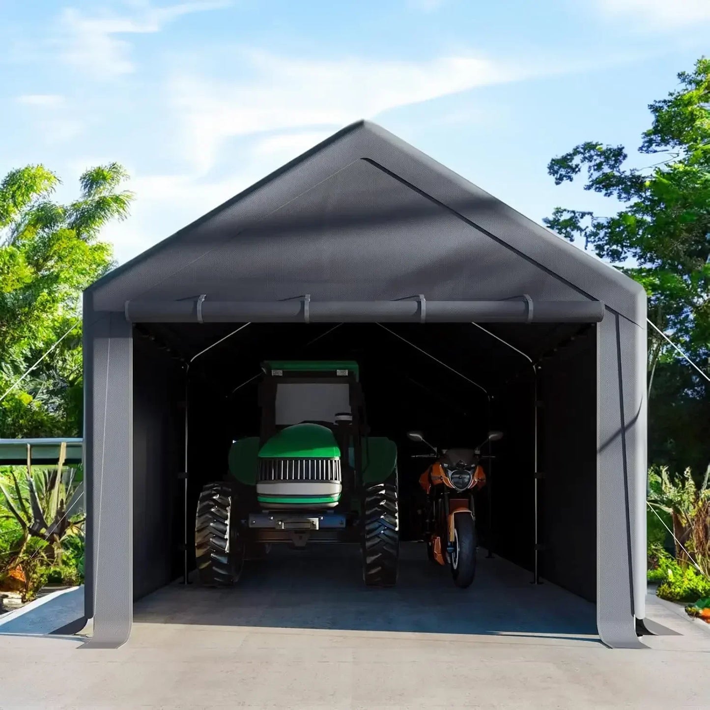 XMSJ Heavy Duty Carport Canopy Storage Shed Portable Garage