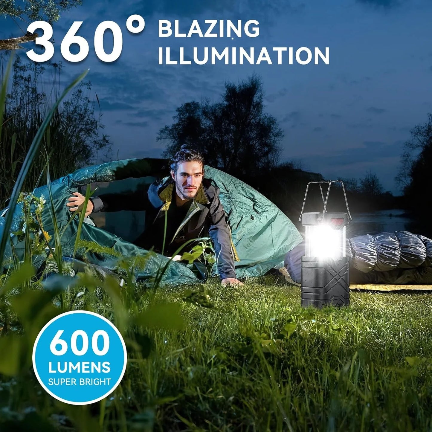 KPSTEK 4 Pack Rechargeable Solar LED Camping Lights With USB