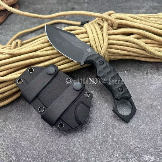 DIY Supplies Outdoor Hunting Knife With Sheath Finger Ring