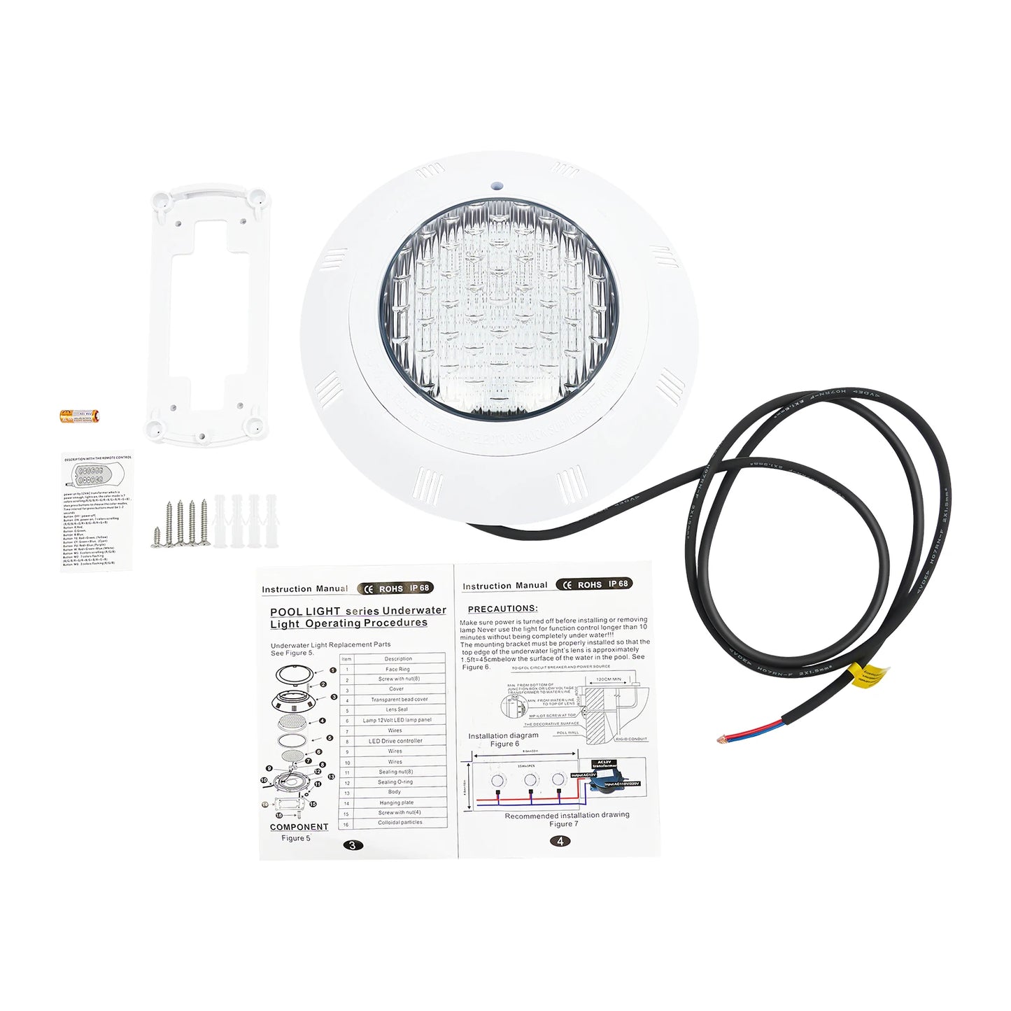 Bymaocar 12V 36W Underwater Pool Light With Remote